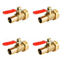 Aopinボールバルブ真鍮G 3/8" おねじ x 10mm / 2/5" ホースバーブ バルブ水、油、ガスの液体を遮断、ビニールハンドル付き、に適しPEX、銅、HDPE4 個