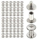 45本入ステンレススチールシカゴスクリュー バインディングネジ ボタン レザークラフト 組ねじ (5x6mm)