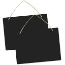 geneX 黒板 ブラックボード 2枚セット 両面使用可 23cm×17cm 麻ひも 付属で 吊り下げ可能 看板 掲示板 メニューボード 等に