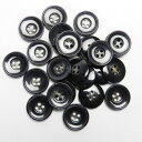 黒色系 水牛調ボタン 15mm 4穴 ジャケット袖口 カーディガン 最適 25個入り ZIMO-15-BK-746
