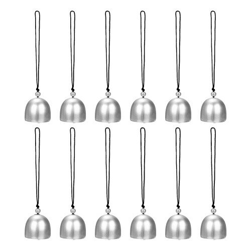 M METERXITY 12パック ハンギングベル 小さな装飾用ベル風鈴 ヴィンテージベルジングルベル クリスマス/家庭/窓/ドア/庭 装飾 ハンギングベルペンダント(シルバー 黒)