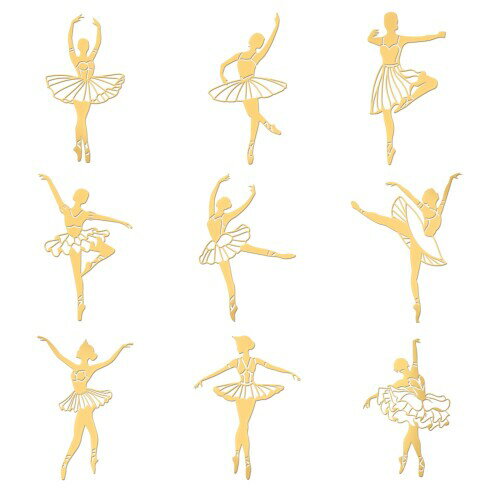 OLYCRAFT 9個9種類 レジンステッカー バレエ 金属製シール メタルシール 金属ステッカー DIY UVレジン..