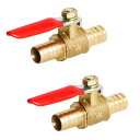 Aopinボールバルブ真鍮10mm / 2/5" ホースバーブ x 10mm / 2/5" ホースバーブ バルブ水、油、ガスの液体を遮断、ビニールハンドル付き、に適しPEX、銅、HDPE2 個