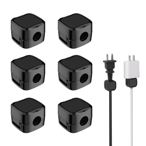 Coollooda バネ式 ケーブルホルダー(6個入リ)超強磁力 ケーブルクリップ 強力粘着 卓上 コード ホルダー マウスライン キーボードライン 電源コード ヘッドフォンケーブル などに対応