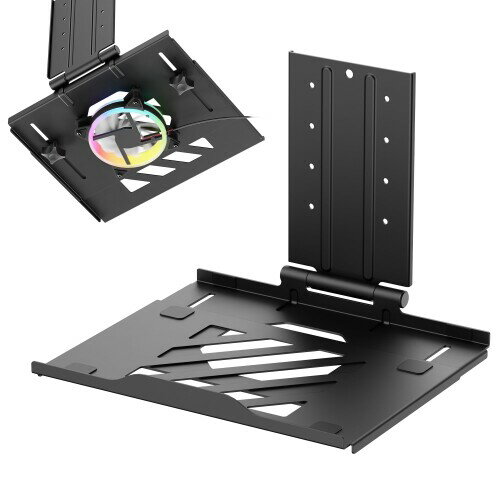 AVLT モニターアーム用 ノートパソコントレイ ラップトップホルダー VESA 75×75 (120mmファン対応) - ..