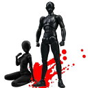 MemeDa デッサン人形 多関節可動 スタンド付き ポーズ変更可能 モデル人形 塗装用 筋肉質な体型 男性+女性(ブラック)