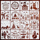 ステンシルシート クリスマス ステンシル テンプレート 描画 ステンシルプレート 手帳 スクラップブッキング アルバム 16枚セット (B 16pcs)