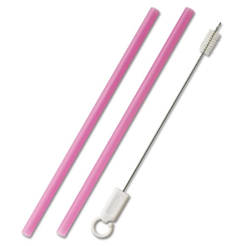 (OLUAGE) 日本製 繰り返し使える シリコン ストロー 食洗機対応 洗える ブラシ 付き エコ マイストロー 2本入 (クリアピンク)