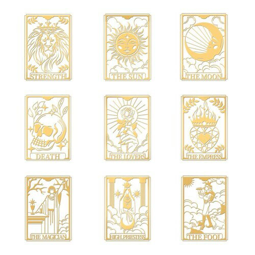 OLYCRAFT 9個9種類 レジンステッカー 金属製シール タロットカード メタルシール 金属ステッカー DIY U..