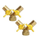 Aopin3ウェイボールバルブ真鍮G 1/2" おねじ x G 1/2" おねじ x G 1/2" めねじバルブ水、油、ガスの液体を遮断、ビニールハンドル付き、に適しPEX、銅、HDPE2 個