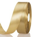 サテンリボン ゴールド 幅25 mm 縦長100ヤード 約91メートル 大容量 ギフトラッピング用リボン ちょう結び 包装 贈り物 プレゼント用リボン 長い お...