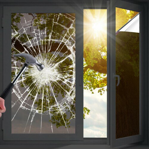 Shackcom マジックミラー フィルム 窓 ミラーフィルム 44.5x300cm 2巻 遮光シート 断熱シート 窓 マジックミラー 目隠し 水で貼る 剥がせる 賃貸OK 遮光断熱 日差し対策 uvカット 紫外線カット