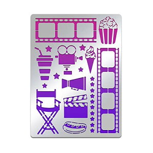 BENECREAT 1枚 ステンシルシート 描画テンプレート 日記テーマ 映画の日記 フレーム ステンレス製 ペイント用テンプレート 手帳用 絵図 アルバム リサイクル DIYクラフト ハンドメイド スク