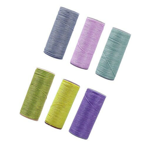 蝋引き糸 ロウビキ ワックスコード 蝋引き紐 レザークラフトとマクラメ用6色セット工具 手縫い糸4サイズ 編み 手芸 紐 DIY 糸 ろう引き糸 (0.8mm丸紐B)
