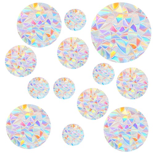 GEEHUA 26個 サークルウィンドウクリング レインボーステッカー 衝突防止デカール バードストライク防止 非粘着プリズムビニール ガラスサンキャッチャーステッカー用