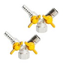 Aopin3ウェイボールバルブ真鍮G 1/2" めねじ x G 1/2" おねじ x 11mm / 9/20 ホースバーブバルブ水、油、ガスの液体を遮断、ビニールハンドル付き、に適しPEX、銅、HDPE2 個