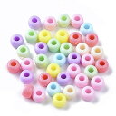 Beadthoven 約200個 混合色 コラム プラスチックビーズ 大穴 ロンデル玉 カラフル ポニービーズ ヨーロピアンビーズ 円筒形 パステルカラー アク...