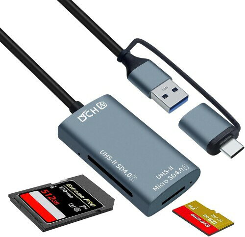 DCHAV UHS-II SD J[h[_[ USB-CUSB-AΉ SD4.0 & Micro SD4.0 fAJ[hǂݍ ] V90 V60 T|[g uhs2  J[h[_[ OTG@\t SDXC/SDHC/SD/MMC/RS-MMC/microSDXC/microSD/