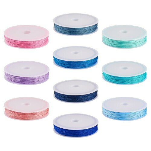 Beadthoven 10巻 10色 ポリエステルひも 中国結びひも 0.8mm 約10m/巻中国風アクセサリー 組紐 丸紐 ロ..