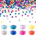 Beadthoven ポニービーズ 7x4mm 約560個入り 8色 フラットラウンド アクリルビーズ 手芸用ビーズ ロンデル ビーズ カラフル 不透明 スペー...