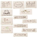 LOYELEY ハンドメイド用 タグ 12種セット 綿 ロゴ ワッペン ラベル お花 フラワー コットン かわいい おしゃれ DIY 縫製 手作り 手芸 ポーチ/衣類/帽子などに飾り Handmade 英文 (C)