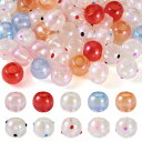 Beadthoven 大穴ビーズ 穴径7.8mm 約50個セット 10色 ヨーロピアンビーズ アクリルビーズ ABカラーメッキ ラウンド 丸玉ビーズ スペーサー...