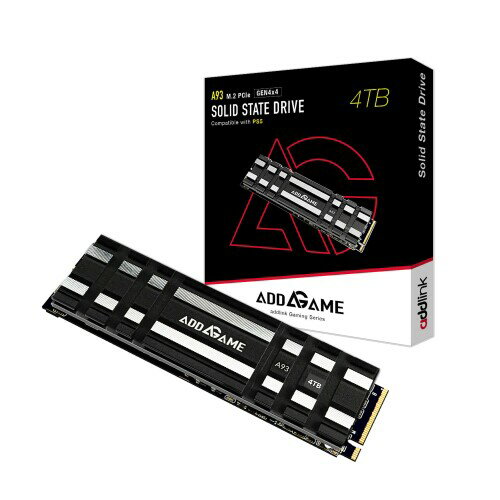 addlink 台湾製 Addgame A93 4TBM.2 2280 PCIe 4.0 NVMe SSD ヒートシンク 一体型- TLC DRAMレス Gen4X4 SSD 読込速度 7400 MB/秒 メーカー5年保証