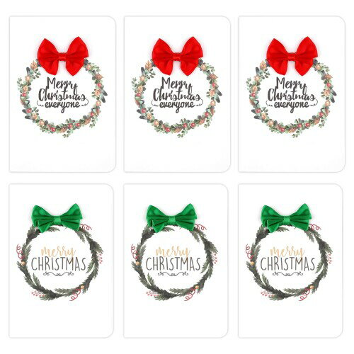 クリスマスカード グリーティングカード メッセージカード 6枚入れ メリークリスマス 赤 緑 おしゃれ 可愛い ギフト クリスマスの願い お祝い 封筒付き