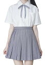 (Sharphon) 制服 スカート 42CM丈 ミニスカート 灰色 無地 ライン ハイウエスト プリーツスカート スクールスカート(3)