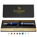 Scriveiner最高級 プレミアム 万年筆 (青) 魅力的な美しさ クローム製金具付き Schmidt ペン先(幅広) 男性にも女性にも最適 プロフェッショナル 重役 職場 上品な万年筆 ギフトセット ミデ