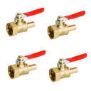 Aopinボールバルブ真鍮G 3/8" めねじ x 8mm / 3/10" ホースバーブ バルブ水、油、ガスの液体を遮断、ビニールハンドル付き、に適しPEX、銅、HDPE4 個