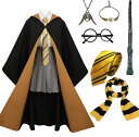 (Yi-gog) ハロウィン グリフィンドール コンプリート ハリーポッター コスプレ 衣装7点セット 10つサイズ コスプレ コスチューム(ローブ + 眼鏡 + ネクタイ + スカーフ+魔法の杖) コスチュ(3)