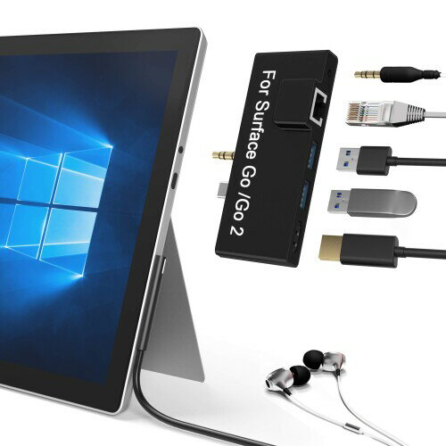 Surface Go1/Go2/Go3 USB nu 7|[g T[tFX S[ USB 3.0ϊA_v^[i100Mbps LAN|[g + 4K HDMI |[g + Type C|[g + USB 3.0|[g~2 + 3.5mm wbhtHWbN~2jMicrosoft Surface Go1/Go2/Go3
