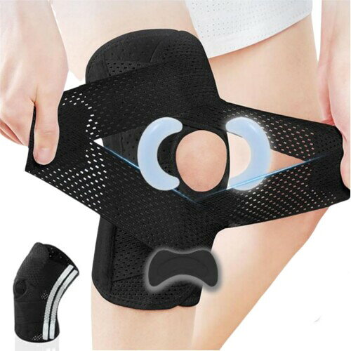 膝サポーター ひざ専用 膝パッド 半月板 スポーツ V型ベルト 高通気性薄手 洗濯できる 男女兼用 左右兼用 日常生活 スポーツ/家事/立ち仕事/登山用 1枚 (M/47.5-62.5kg)