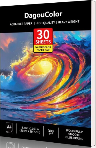 DagouColor 水彩紙パッド 30枚 8.5インチx11.5インチ 水彩画用紙 140ポンド / 300gsm アーティストペインティング画用紙ブック 大...