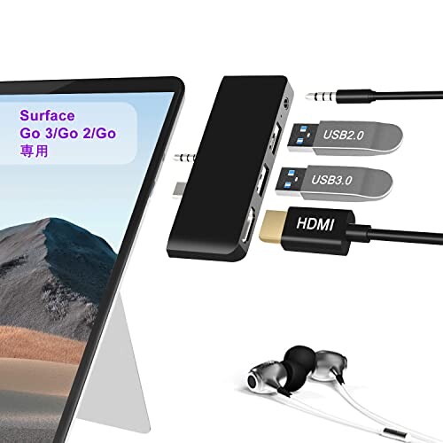 Surface Go3/Go2/Go USB 3.0 nu T[tFX S[ nu A_v^[i4K@30Hz HDMI|[g+USB 3.0|[g+3.5mmwbhtHWbN+USB2.0|[gjT[tFX Go 3/Go2/GoΉANZT