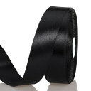 サテンリボン 黒 幅25 mm 縦長100ヤード 約91メートル 大容量 ギフトラッピング用リボン ちょう結び 包装 贈り物 プレゼント用リボン 長い お徳用 ...