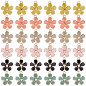 (SUNNYCLUE) 花の便り 6色36個 チャーム フラワー 合金チャーム 桜 ネックレス 花 ピアス 花びら イヤリング 和風 エナメル キーホルダー チョーカー ブレスレット チャームチャーム アクセ