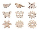 Beadthoven 約100個入り 原木色 染色なし 木製スライス 木材チップ 花 鳥 蝶 木製タグ 木片 絵画可 カード DIY パーティー 部屋飾り ホー...