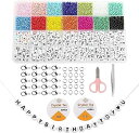 約4900個 ビーズ 手芸 BetterJonny シードビーズ アルファベットビーズ 丸ビーズ ビーズ アクセサリー キット 3mm ガラスシードビーズ
