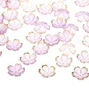PATIKIL フローラルスペーサービーズ 50個 金色メッキ 5枚の花びらグラデーションアクリル桜の花ビーズ ブレスレット イヤリング ネックレス 宝石メイキング DIYクラフト用 パープルグラ