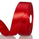 サテンリボン 赤 幅25 mm 縦長100ヤード 約91メートル 大容量 ギフトラッピング用リボン ちょう結び 包装 贈り物 プレゼント用リボン 長い お徳用 ...