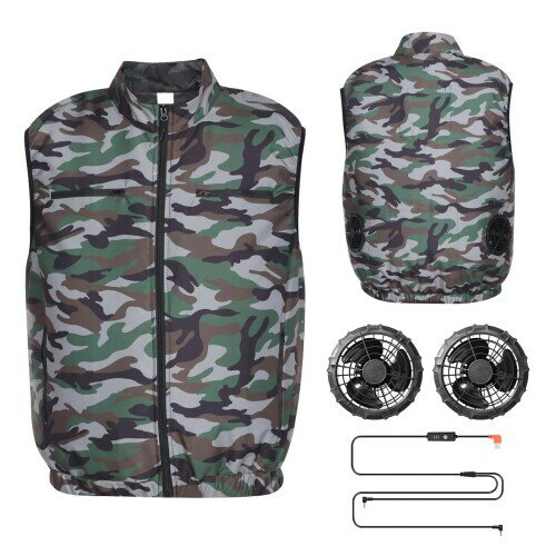 (Harsever) 空調作業服 袖なし ファンジャケット ベスト ファン付き作業服 ファン服 夏用エアコン服 冷却ベスト 現場 倉庫作業 大風量 UVカット 熱中症対策 温度調節機能付き (JP, アルファ