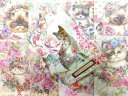 コラージュ 素材 デザインペーパー 庭の猫シリーズ 140*100mm 10絵柄 30枚 猫モチーフ 素材紙 詰め合わせ 背景紙 コラージュノート 手帳 デコレーション用 ラッピングペーパー(薔薇と猫)