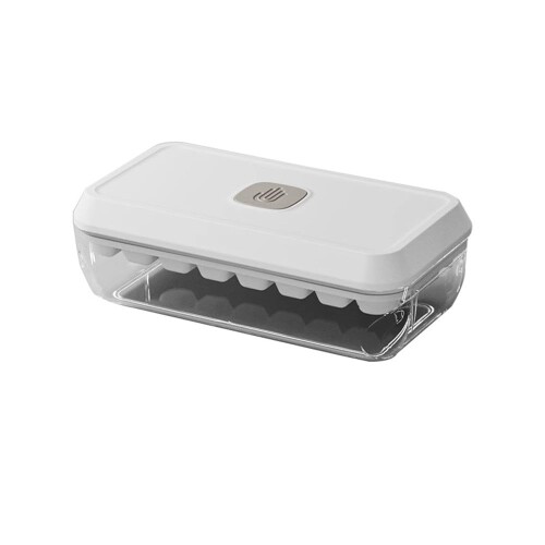 食品グレードのプッシュ式アイストレイ 収納用アイスキューブモールド シャベル付き 家庭用大容量製氷容器 完成したアイスキューブ収納ボックス (ホワイトs)