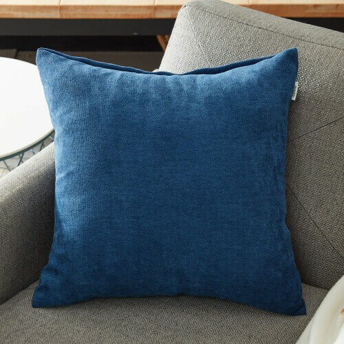 Topfinel クッションカバー リネンっぽい 45×45cm 北欧 おしゃれ 綿麻 無地 ソファ背当て 装飾枕カバー 座布団カバー ネイビー 2枚セット(全10色) [2]