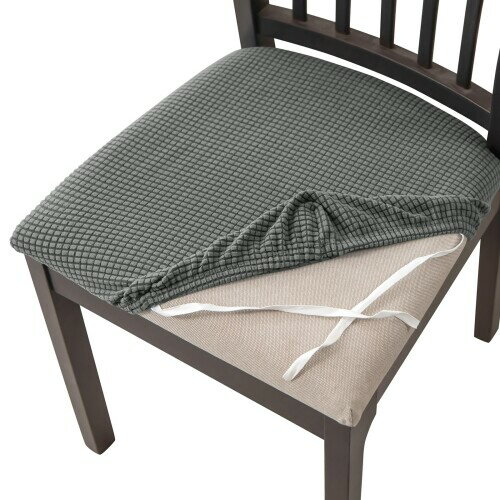 HOMECOVER 座面カバー 6枚,ストレッチ ジャカード 椅子カバー 座面 取り外し可能 洗える に適用する レストラン トキッチン オフィスで ホテル-グレー-6枚