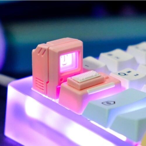 Escキーとタブキー用カスタムキーキャップ 磁気と光透過設計 Cherry MX Switchメカニカルキーボードのキーキャップ (ピンク)