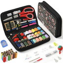 D&D 裁縫セット ソーイングセット裁縫道具セット携帯式 DIYアートソーイング刺繍 手芸 家庭用裁縫練習 衣類補修 裁縫道具 収納ケース付き (黒/小)
