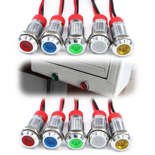 防水インジケータライト 10個 パイロットライトシグナル 8mm LE...(4)